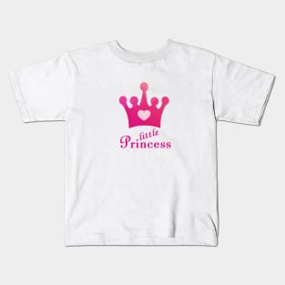 Cute Little Princess with Pink Crown and Heart Kids T-Shirt